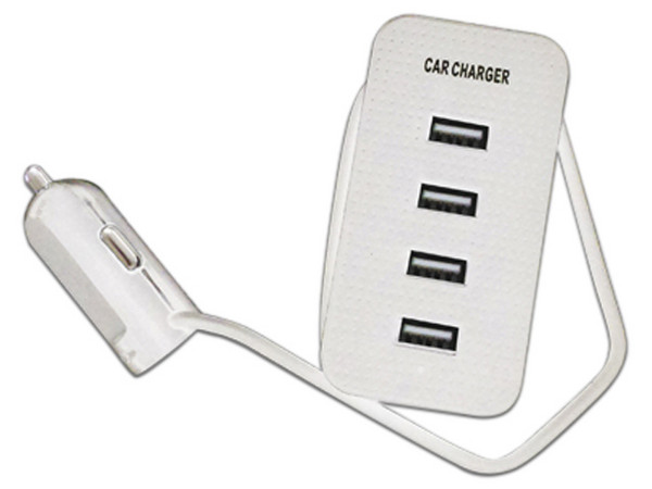 Cargador para Auto Brobotix 005003B con 4 Puertos USB. Color Blanco.