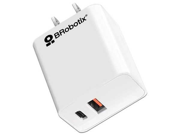 Cargador de Pared BRobotix 6005552, 38W, USB Tipo A, USB Tipo C, Color Blanco.