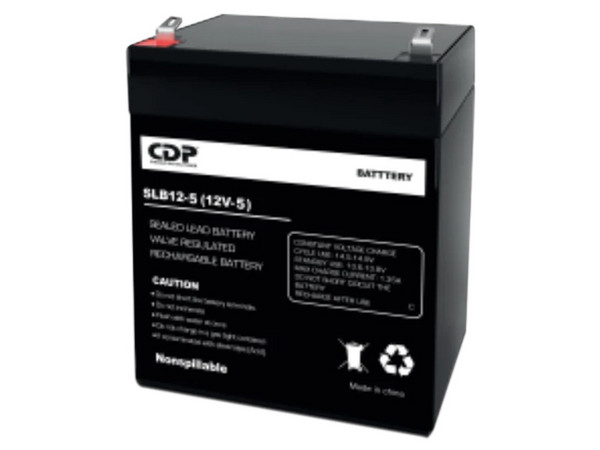 Batería de respaldo CDP B-12/5 | SLB 12.5 de 12V a 5Ah, Batería libre de mantenimiento y fácil instalación, Compatible con CCTV y DSC.