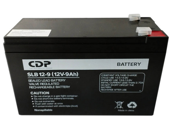 Bateria de respaldo de 12V a 9A, Libre de mantenimiento, Fácil instalación, Compatible con CCTV y DSC.