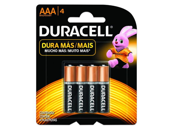 Paquete de 4 Baterías Duracell AAA.
