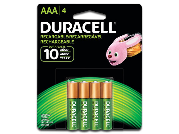 Paquete de Baterías recargables Duracell con 4 Baterías.