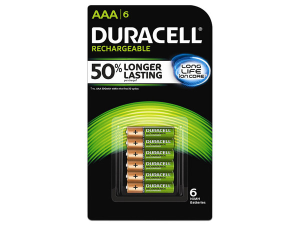 Paquete de 6 Baterías Recargables Duracell AAA.