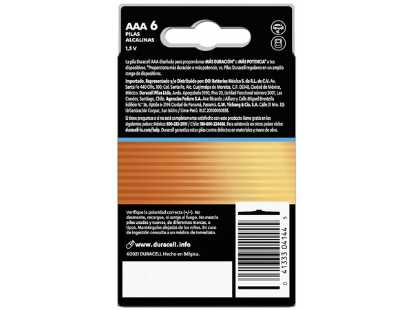Batería Alcalina, Duracell, Optimum, AAA, 1.5V, 6 Piezas.
