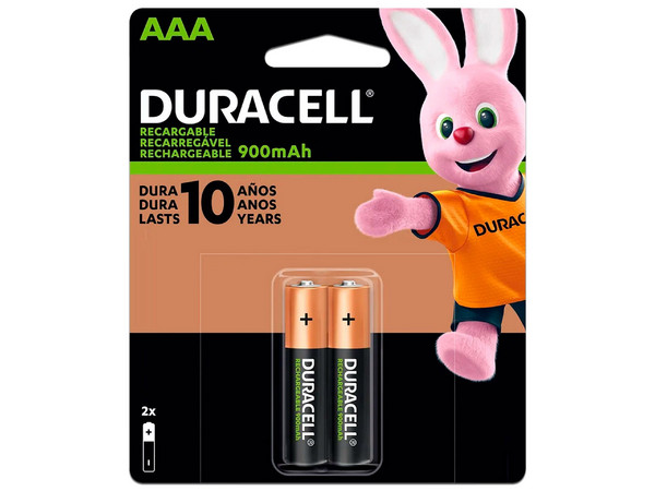 Paquete de Pilas Recargables Duracell DAK21REAAA2 AAA, 1.2V, 900mAh, 2 Piezas.