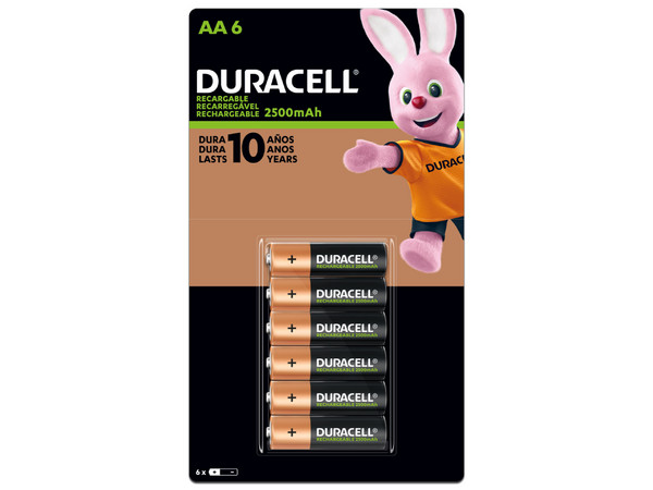 Paquete de 6 Baterías Recargables Duracell DAK22REAA6 AA de 1.2V.