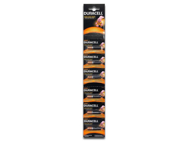 Paquete de 6 baterías Duracell AAA, 1.5V, Alcalinas.