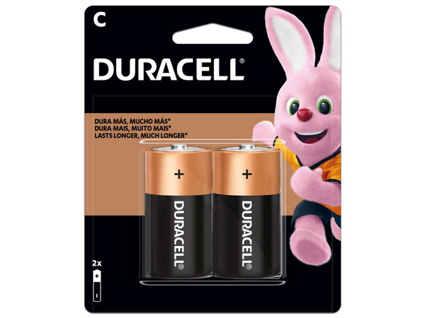 Paquete de 2 baterías Duracell tipo C.