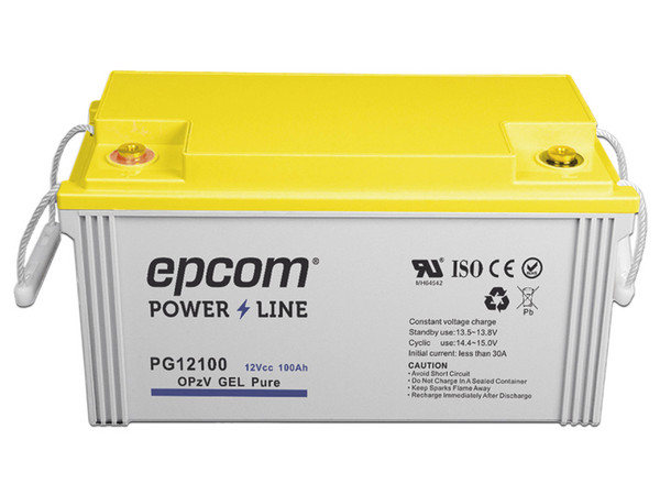 Batería de Reemplazo EPCOM PG12100 de 12 V a 100Ah, Ciclo Profundo, de Gel, Respaldo para Equipos Fotovoltaicos.