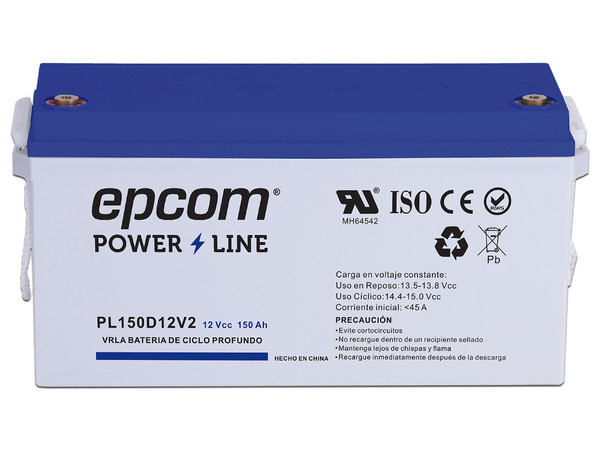 Batería de Epcom PL150D12V2 de 12 V a 150Ah, Ciclo Profundo, T5, Respaldo para Equipos Electrónicos Fotovoltaicos.