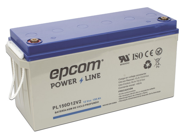 Batería de Epcom PL150D12V2 de 12 V a 150Ah, Ciclo Profundo, T5, Respaldo para Equipos Electrónicos Fotovoltaicos.