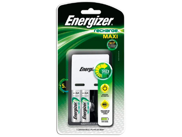Cargador Energizer para Baterías, soporta hasta 2 AA/AAA con 2 Baterías AA.