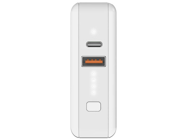 Cargador de Poder y Batería Portátil FoxBox Energy Charge 6.5K de 18W, USB Tipo A y USB Tipo C, 6500 mAh, GaN. Color Blanco.