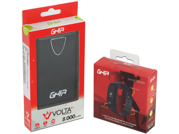 Kit de Smartband y Powerbank Ghia Volta Slim de 8,000 mAh.