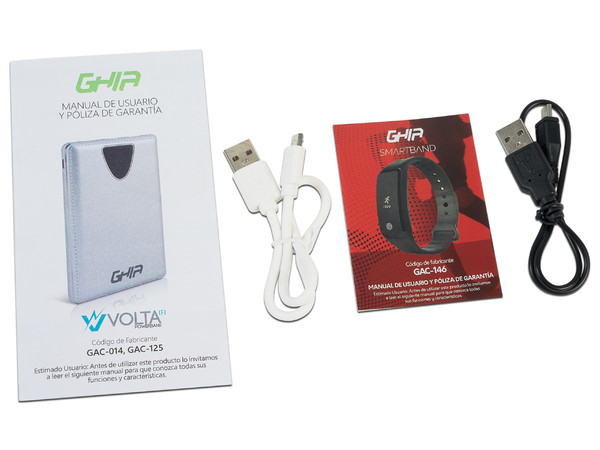 Kit de Smartband y Powerbank Ghia Volta Slim de 8,000 mAh.