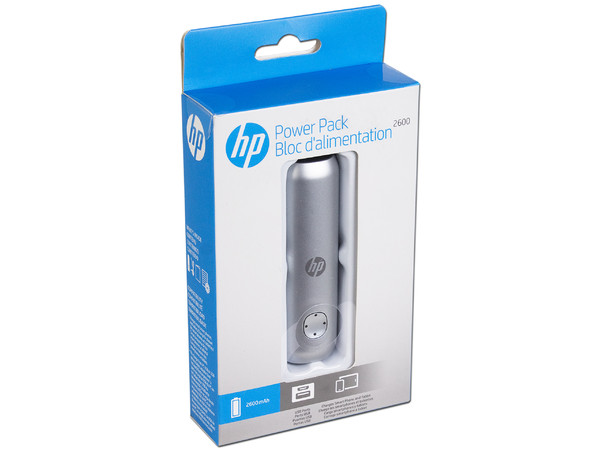 Batería Portátil recargable HP POWER BANK de 2,600mAh.