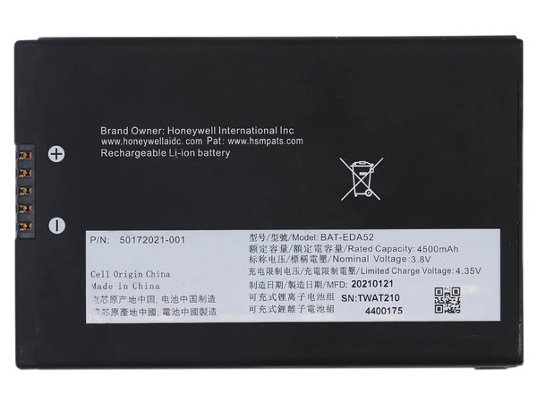 Batería de Respaldo Honeywell 50172021-001, 4500 mAh, Para ScanPal EDA52.