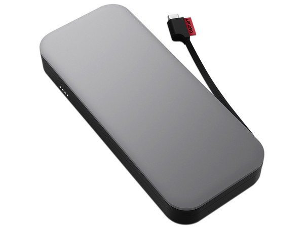 Cargador Portatil Lenovo Go de 20.000mAh, USB Tipo C y USC Tipo A, Color Gris.