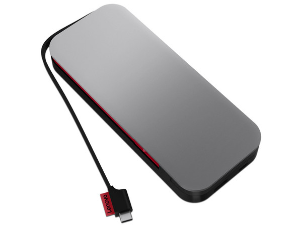 Cargador Portatil Lenovo Go de 20.000mAh, USB Tipo C y USC Tipo A, Color Gris.