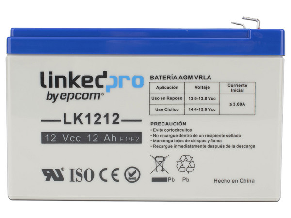 Batería de Reemplazo LinkedPro LK1212 de 12 V a 12Ah, Respaldo para Equipos Electrónicos.