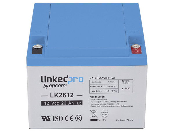 Batería de LinkedPro LK2612 de 12 V a 26Ah, Respaldo para Equipos Electrónicos.