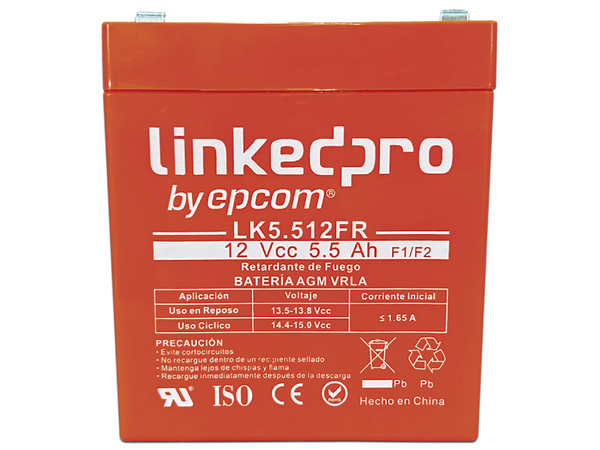 Batería de LinkedPro LK5.512FR de 12 V a 5.5Ah, Retardante a la Flama, Respaldo para Equipos Electrónicos.