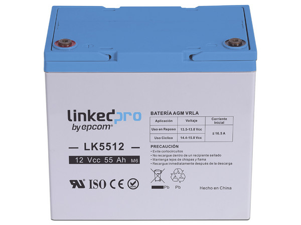 Batería de Reemplazo LinkedPro LK5512 de 12 V a 55Ah, Respaldo para Equipos Electrónicos.