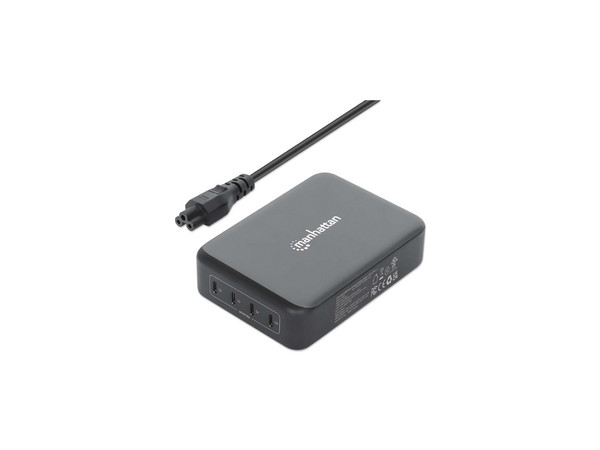 Estación de carga Manhattan con 4 puertos USB-C, 240W, Color Gris.