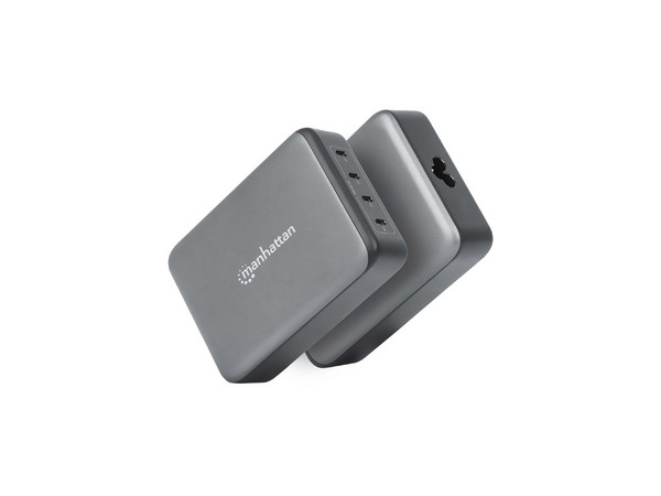Estación de carga Manhattan con 4 puertos USB-C, 240W, Color Gris.