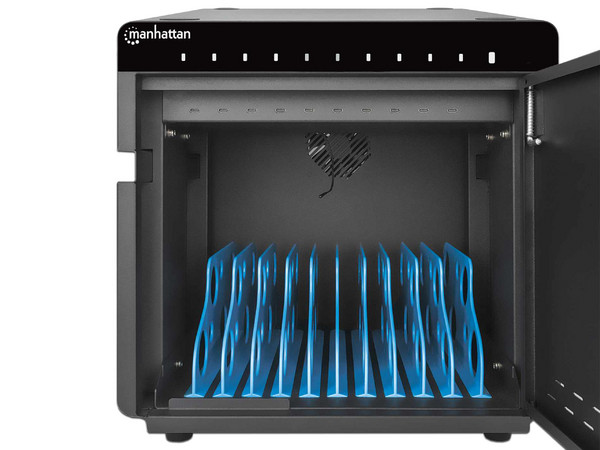 Gabinete de Carga Manhattan 715942, 10 puertos USB-C PD, Soporta Pantallas de hasta 11