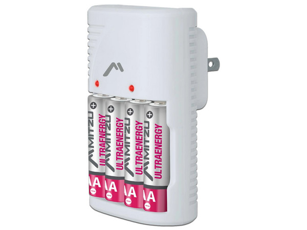 Cargador de Pilas MC-700, Compatible con AA, AAA y 9V, Incluye 4 Pilas Recargables Ni-MH/Ni-CD.
