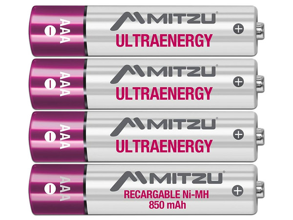 Batería Recargable Mitzu UltraEnergy tamaño AAA, de 1.5 Volts, de 850 mAh, Ni-MH. (4 piezas).