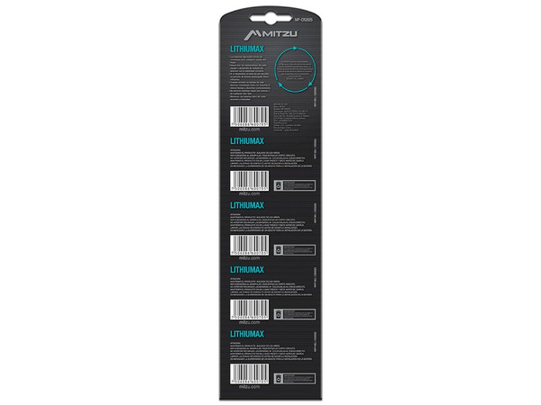 Batería Mitzu LithiuMax tipo Botón CR2035, de 3 Volts, de 150 mAh, Litio. (5 piezas).