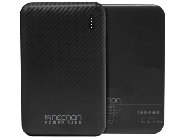 Batería Portátil recargable Necnon NPW-05FB Power Bank de 5,000 mAh para Smartphones y Tablets.