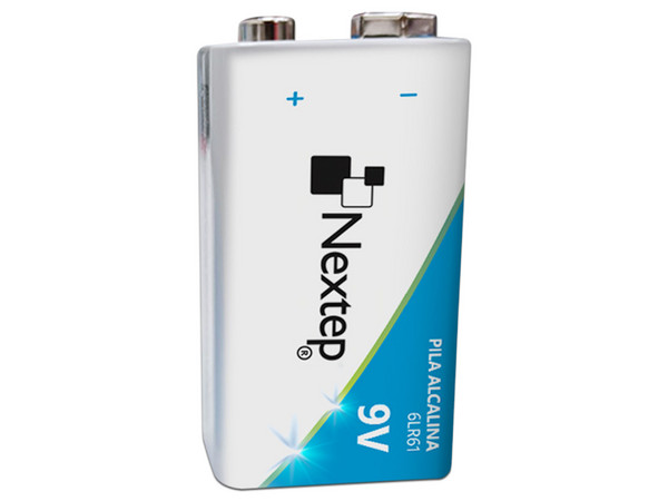 Pilas Nextep de 9V NE-282D, Alcalinas Cuadrada 6LR61, 2 Piezas.