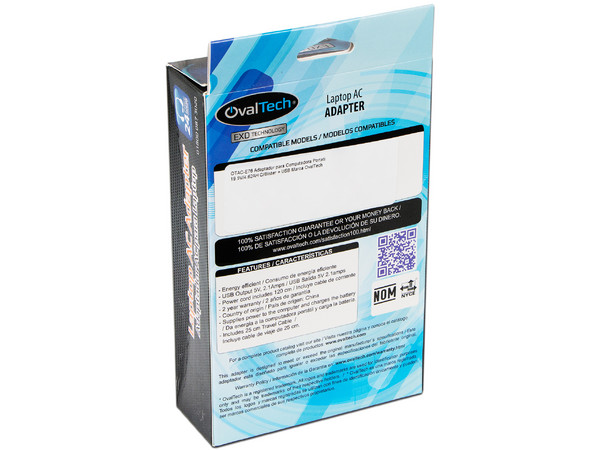 Adaptador de corriente OvalTech OTAC-E76 para HP de 19.5V/4.62A con puerto USB para carga.