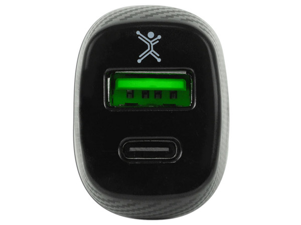 Cargador para Auto Perfect Choice con 1 Puerto USB-C y 1 Puerto USB-A.