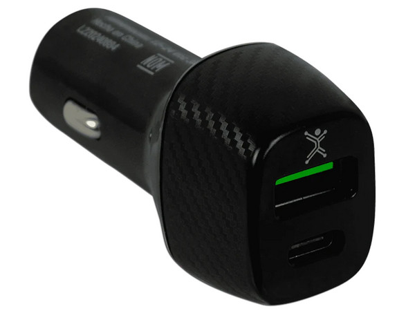 Cargador para Auto Perfect Choice con 1 Puerto USB-C y 1 Puerto USB-A.