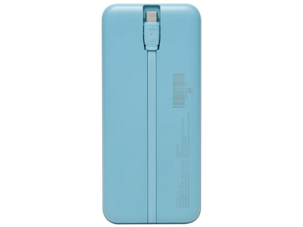 Power Bank Perfect Choice Carga Rápida 22.5W Con cable tipo C Bolt, color azul, ideal para cargar dispositivos rápidamente mientras estás en movimiento.