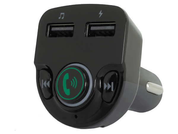 Transmisor Bluetooth para Automóvil Perfect Choice PC-331148, 2 puertos USB. Color Negro.