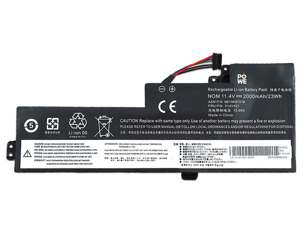 Batería para Laptop POWE BAT-C06-PW, Compatible con Lenovo 01AV421, 2000mAh. Color Negro.
