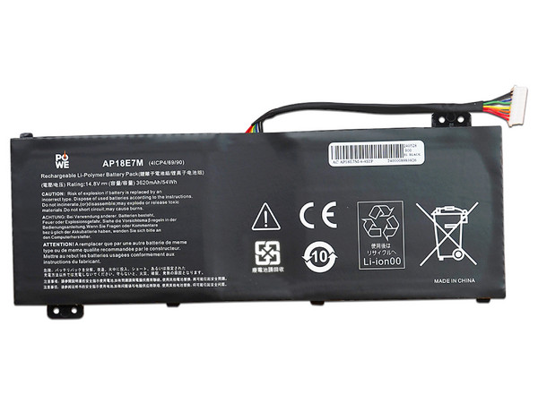 Batería para Laptop POWE BAT-D05-PW, Compatible con Acer AP18E7M, 3620mAh. Color Negro.
