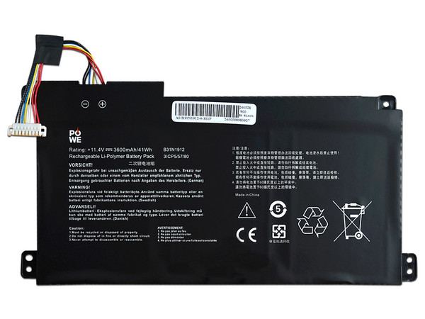 Batería Para Laptop POWE BAT-E17-PW, Compatible con B31N1912, 3600mAh. Color Negro.