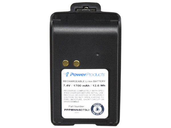 Batería de Reemplazo de Li-Ion POWER PRODUCTS PP-PMNN-4075LI de 7.4V a 1700Ah, Para Radios Motorola Mag-One.
