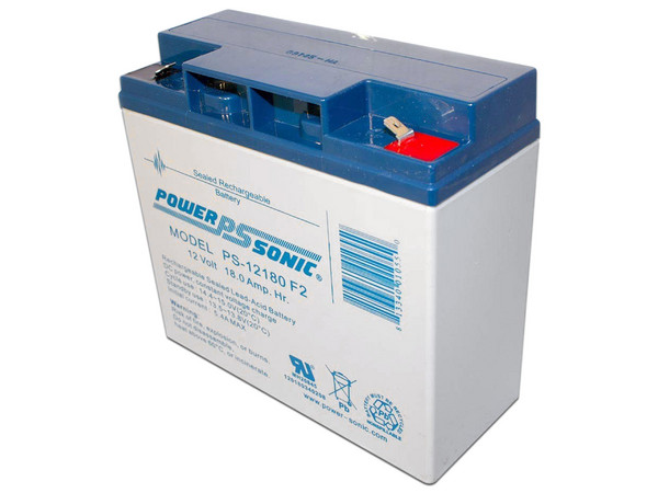 Batería de Respaldo Power Sonic PS-12180-F2 de 12V, 18Ah, Terminales tipo F2, Ideal para Sistemas de Detección de Incendio, Control de Acceso, Intrusión y Videovigilancia.
