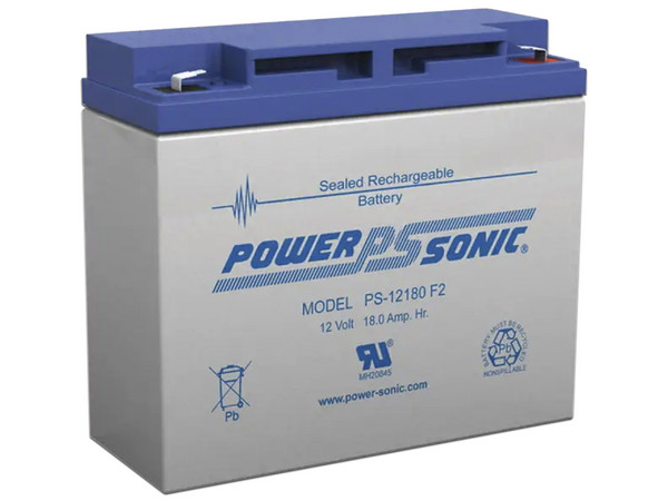 Batería de Respaldo Power Sonic PS-12180-F2 de 12V, 18Ah, Terminales tipo F2, Ideal para Sistemas de Detección de Incendio, Control de Acceso, Intrusión y Videovigilancia.