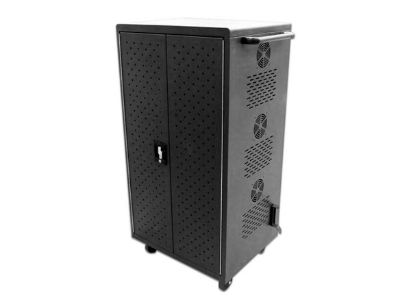 Gabinete para Estación de Carga Redleaf LCC-42, Hasta 42 Dispositivos, Ruedas, Acero, Color Negro.