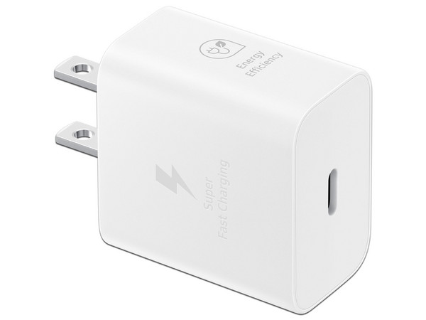Cargador de pared Samsung EP-T2510NWEGMX, USB-C, 5V, 2A, 25W, Carga Rápida PD 3.0. Color Blanco.