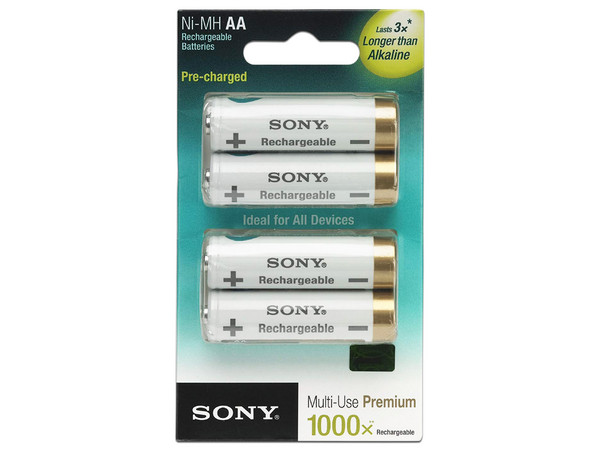 Paquete de 4 pilas SONY recargables AA de 2,000 mAh.