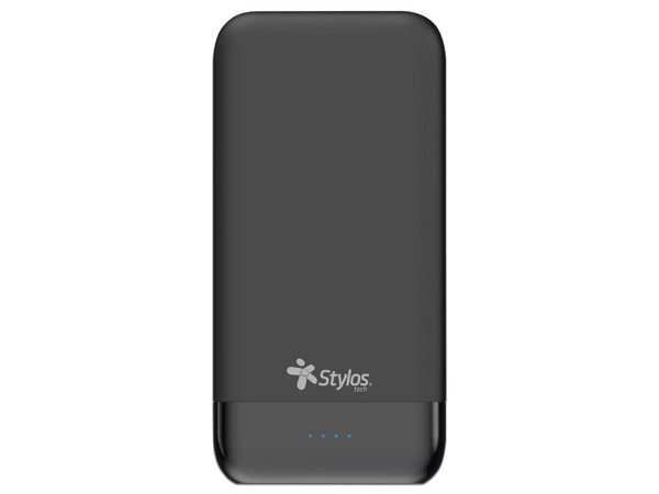 Batería Portátil Stylos STAPWB1B, 10000mAh, hasta 4 cargas. Color Negro.
